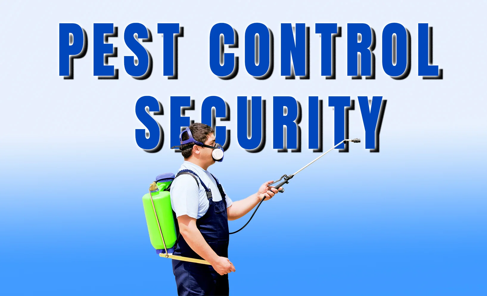 Pest control security guard spraying for pest management.